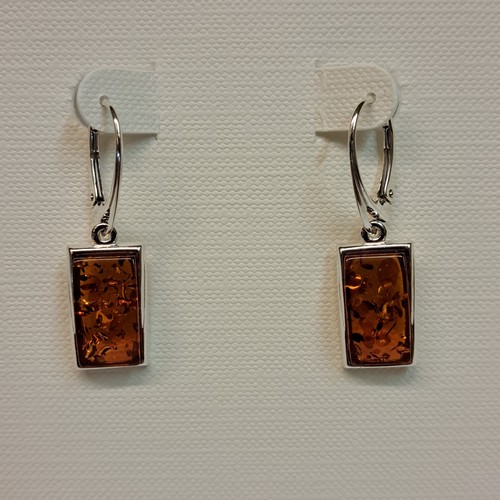 Click to view detail for HWG-2358 Earrings, Amber Rectangle Dangle